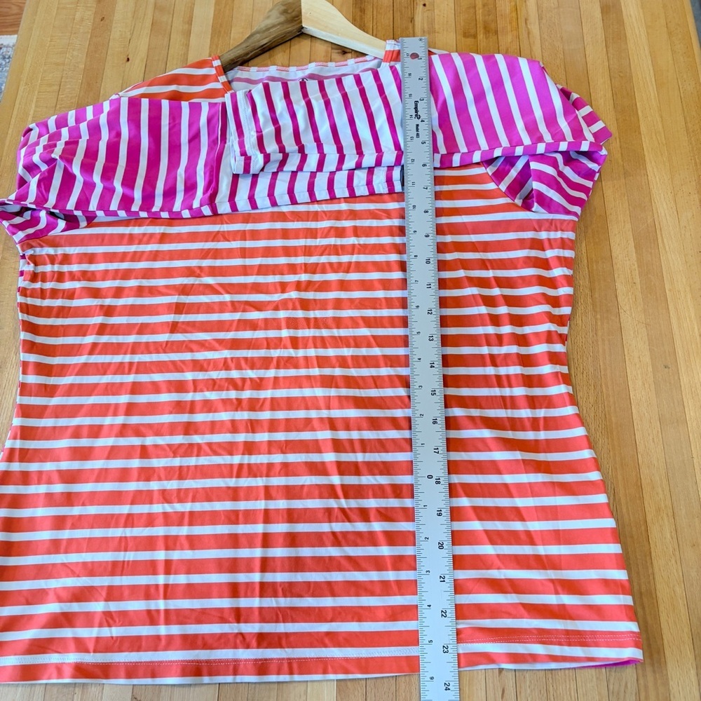 Lands' End Orange Pink Stripe Rash Guard Long Sleeve Beach Resort - Picture 5 of 5